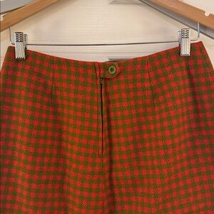 Vintage Wool Red & Green Houndstooth A-Line Skirt
